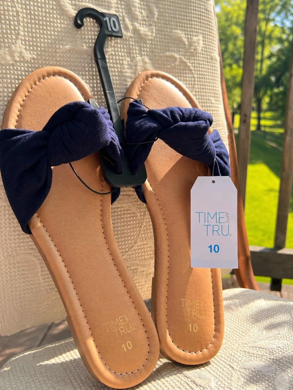 Memory Foam Knot Slide Sandals – Navy – Women’s Size 10 – New with Tags